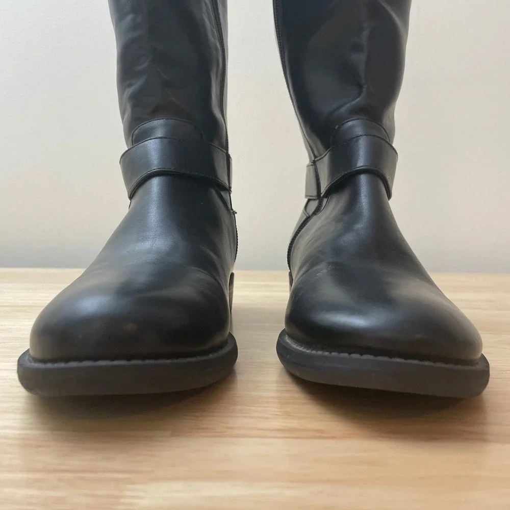 Tommy Hilfiger‎ Black Leather Tall Riding Boots Size 6.5M